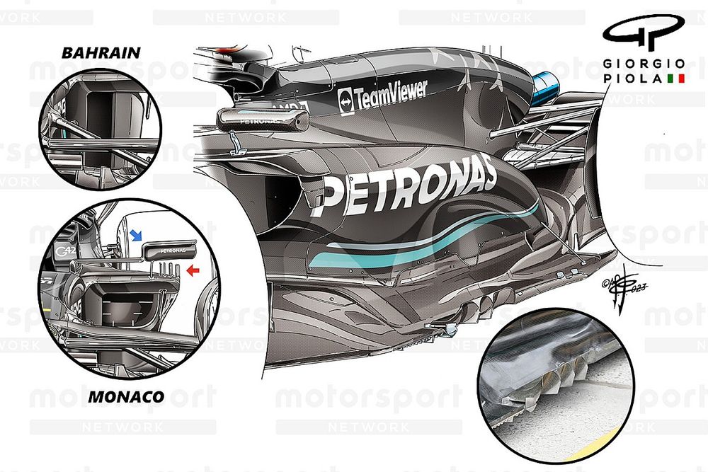 Mercedes W14 sidepods detail, Belgian GP