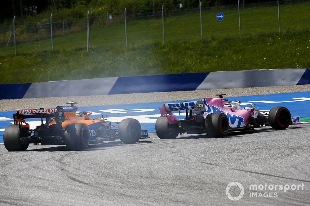 Sergio P&eacute;rez, Racing Point RP20, Lando Norris, McLaren MCL35