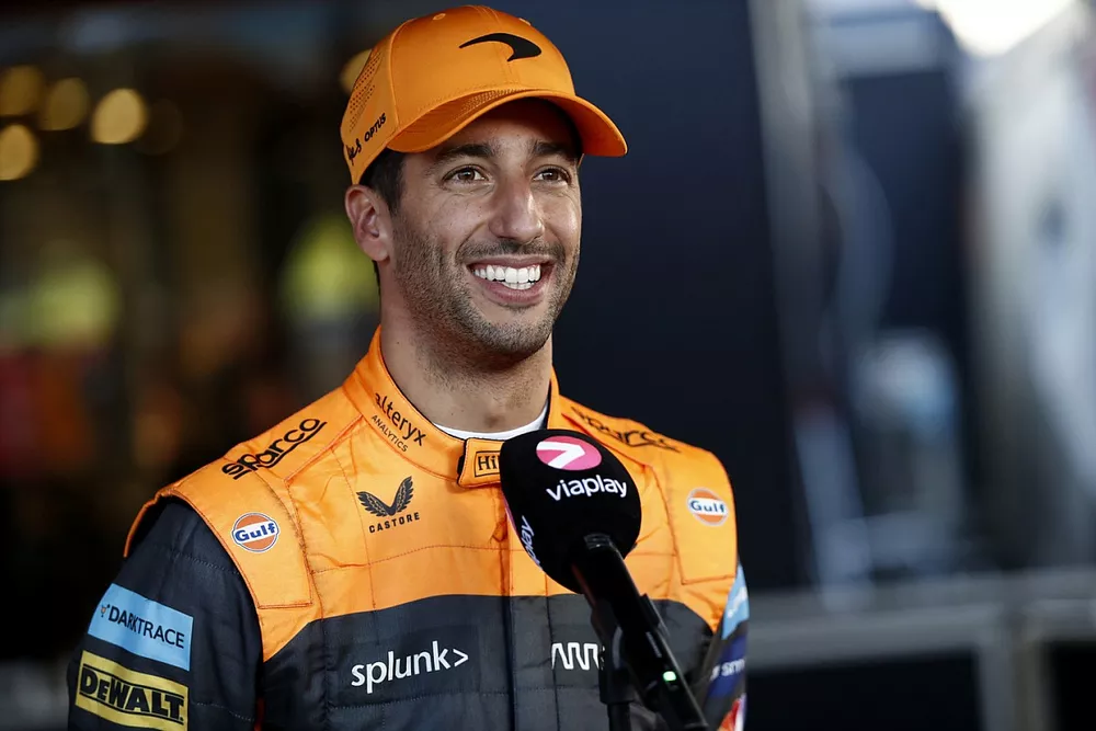 Daniel Ricciardo, McLaren, is interviewed