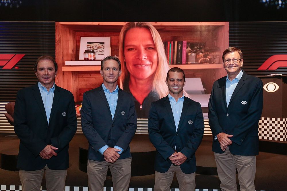 Reginaldo Leme, Felipe Giaffone, Max Wilson e Sérgio Maurício, com Mariana Becker em telão ao fundo