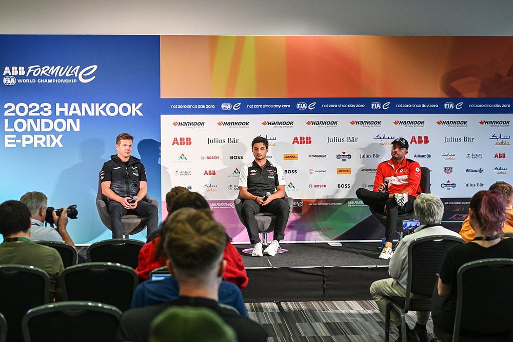 Nick Cassidy, Envision Racing, Mitch Evans, Jaguar Racing, Jake Dennis, Andretti Autosport, in the Press Conference 