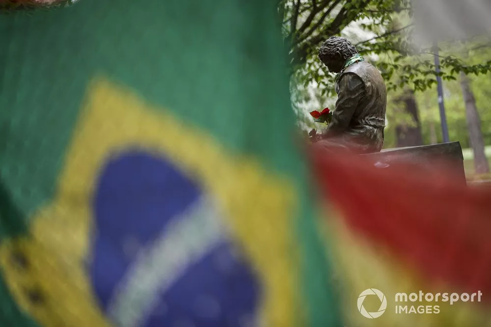 A tribute statue to Ayrton Senna
