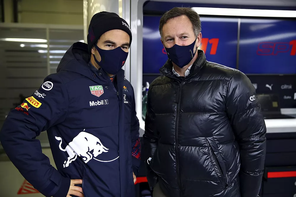 Sergio P&eacute;rez, Red Bull Racing y Christian Horner, jefe del equipo Red Bull Racing