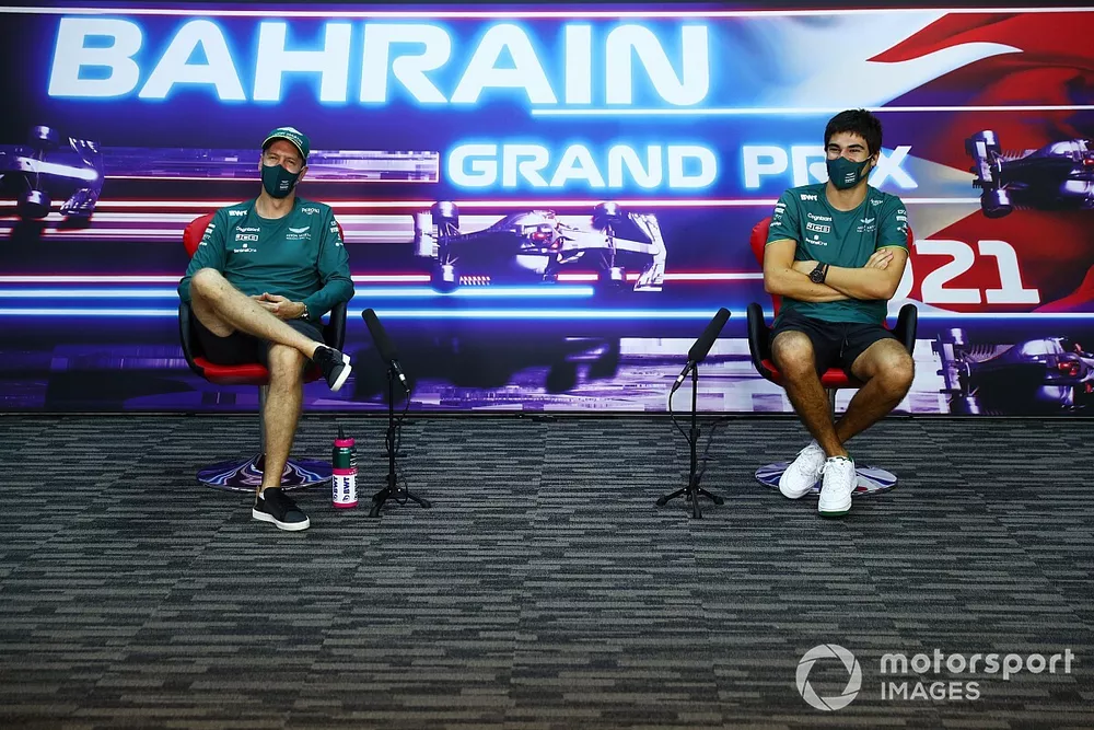 Sebastian Vettel, Aston Martin and Lance Stroll, Aston Martin in the Press Conference