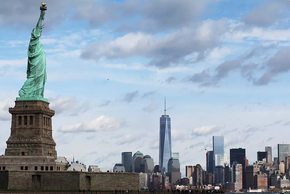 Statue of Liberty over New York