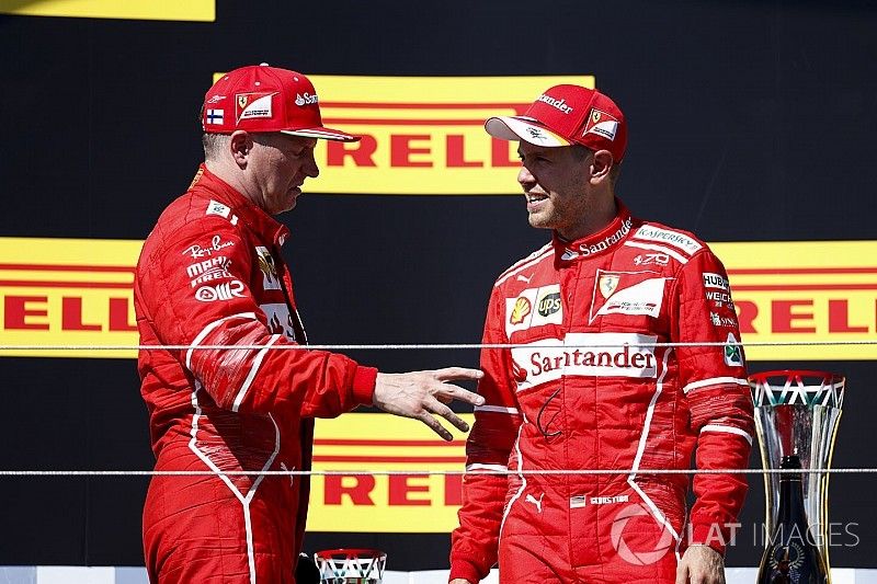 Podium: race winner Sebastian Vettel, Ferrari, second place Kimi Raikkonen, Ferrari