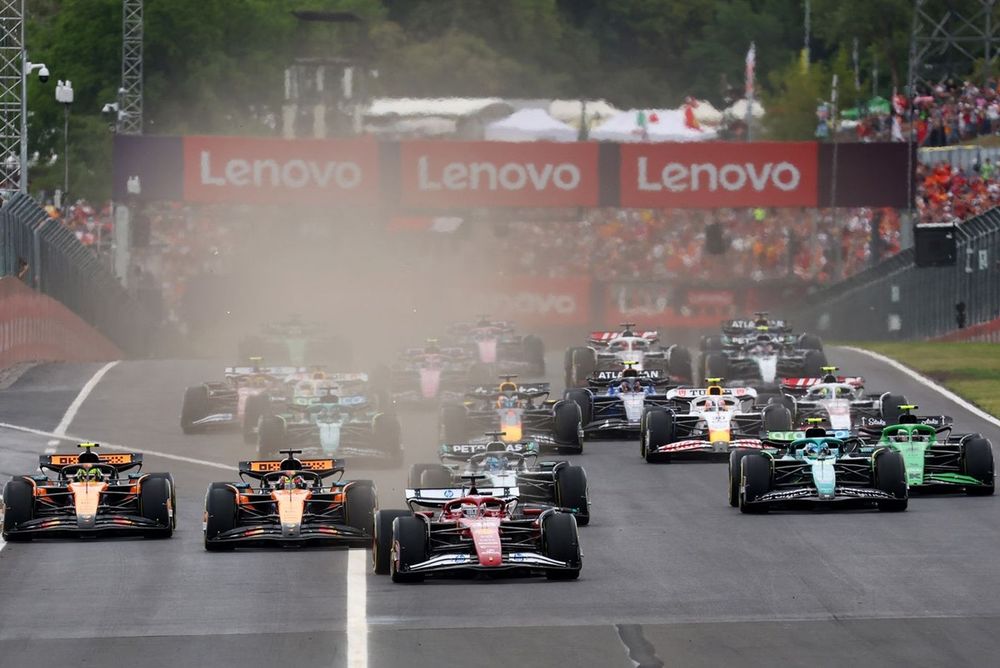 Charles Leclerc, Ferrari leads at the start