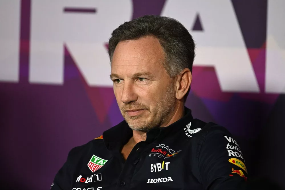 Christian Horner, Team Principal, Red Bull Racing alla conferenza stampa
