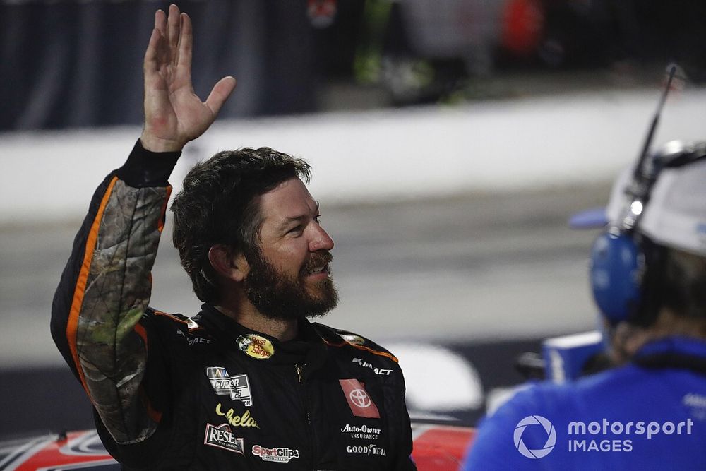 Martin Truex Jr., Joe Gibbs Racing, Toyota Camry Bass Pro  celebrates his win