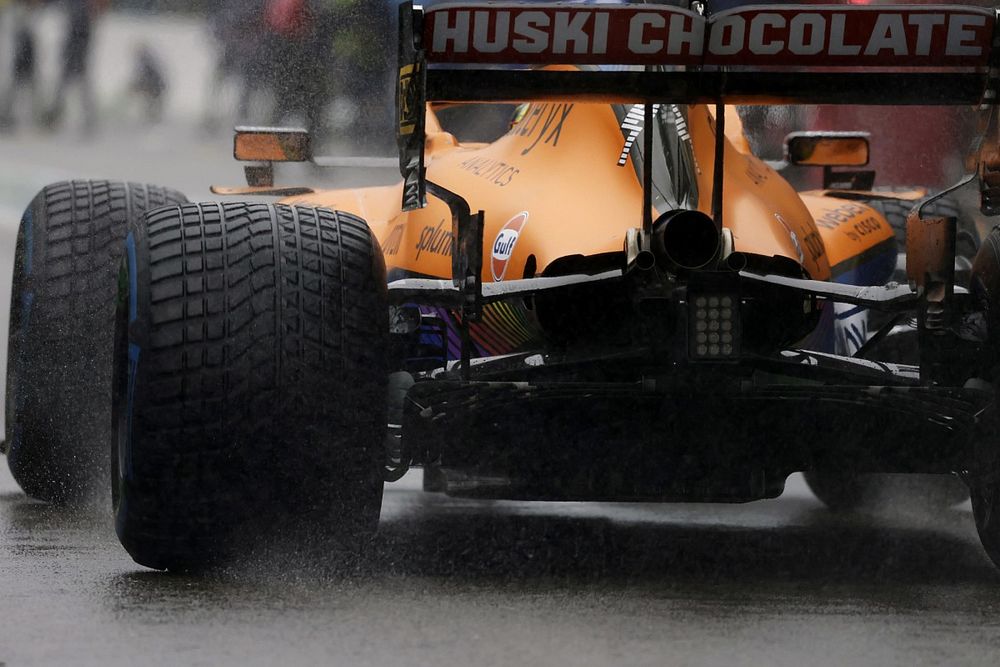Lando Norris, McLaren MCL35M, arrives on the grid