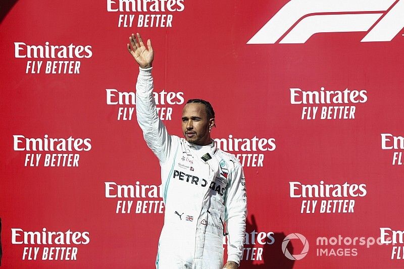 Lewis Hamilton, Mercedes AMG F1, 2nd position, on the podium