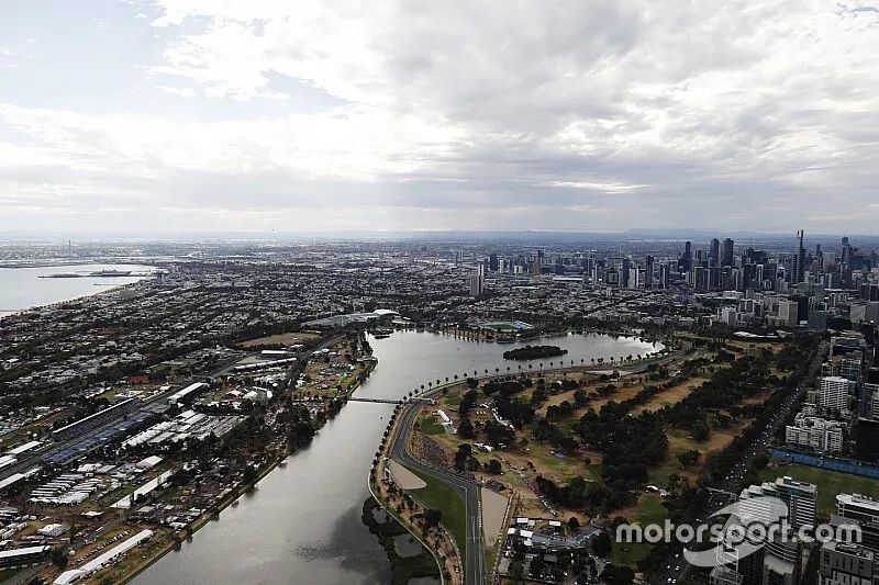 An aerial view of the Albert Park circuit