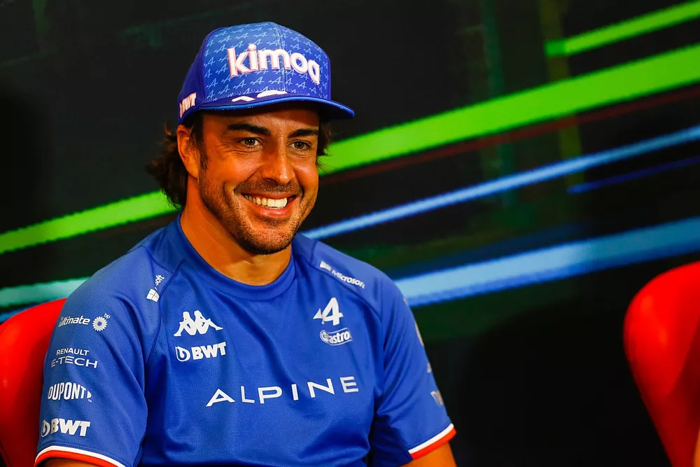 Fernando Alonso, del equipo Alpine F1, en la rueda de prensa de pilotos