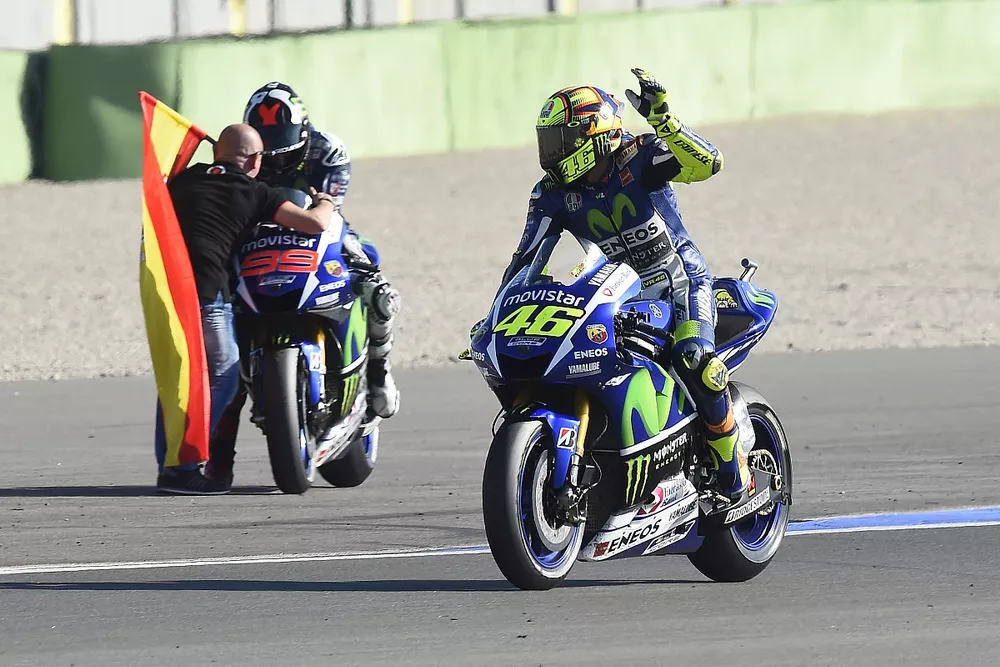 Valentino Rossi, Yamaha Factory Racing and winner and 2015 World Champion Jorge Lorenzo, Yamaha Fact