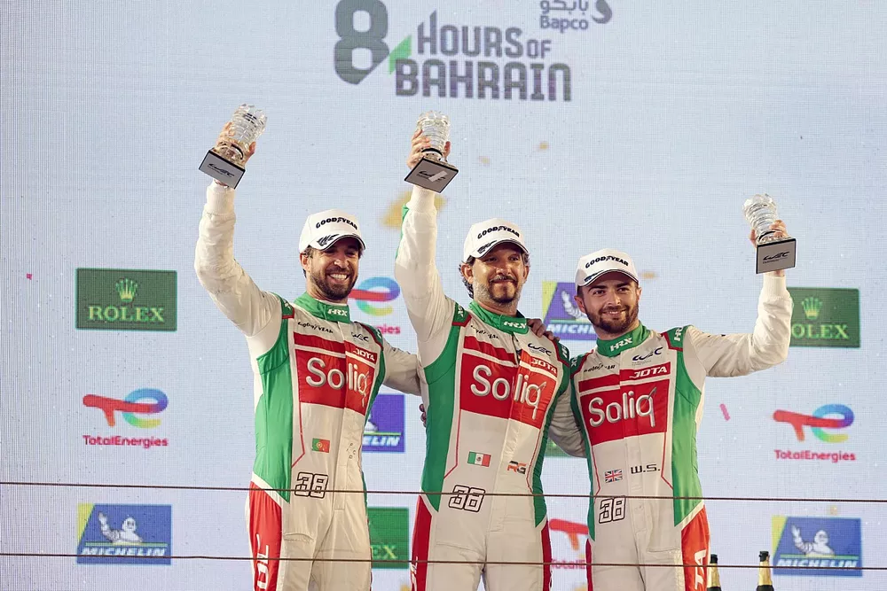Podium P2: #38 Jota Oreca 07 - Gibson LMP2: Roberto Gonzalez, Antonio Felix Da Costa, William Stevens 