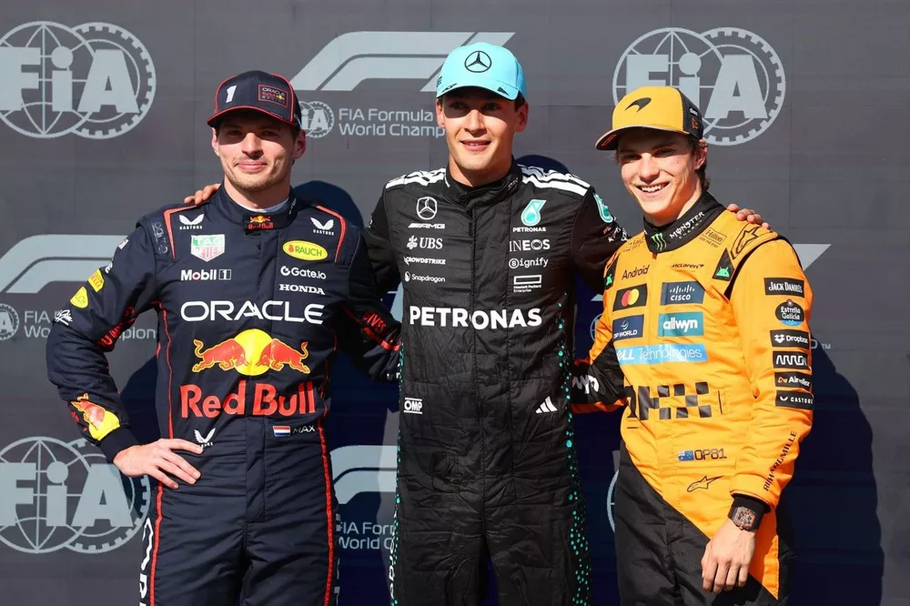 Oscar Piastri, McLaren, Max Verstappen, Red Bull Racing, George Russell, Mercedes