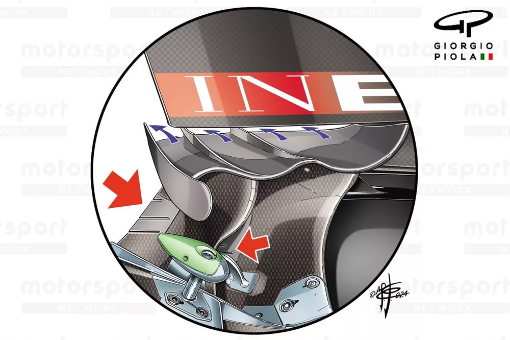 Detalle del end plate del aler&oacute;n delantero de Mercedes
