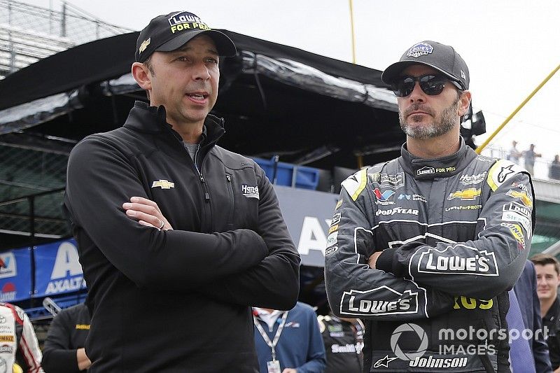 Jimmie Johnson, Hendrick Motorsports, Chevrolet Camaro Lowe's for Pros Chad Knaus