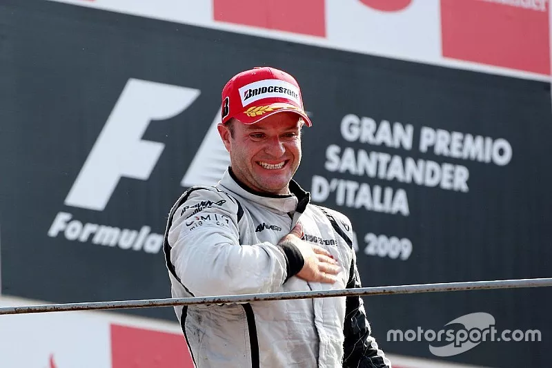 Podium: race winner Rubens Barrichello, Brawn GP