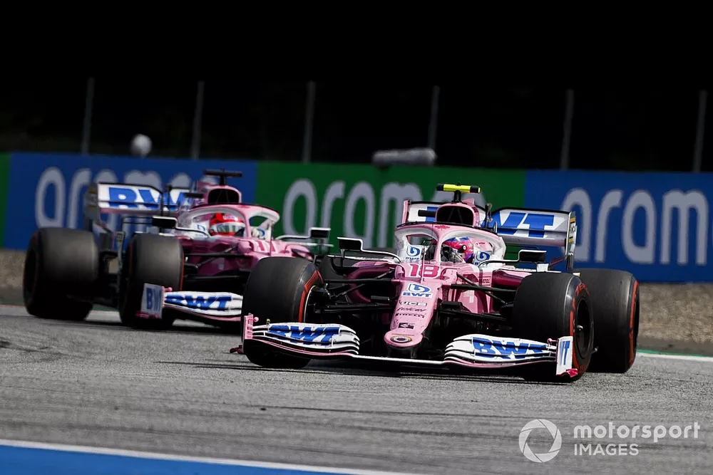 Lance Stroll, Racing Point RP20 and Sergio Perez, Racing Point RP20 