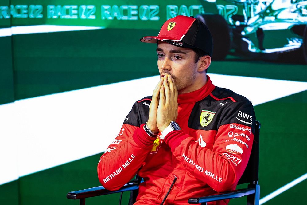 Charles Leclerc, Scuderia Ferrari, en la rueda de prensa posterior a la clasificación