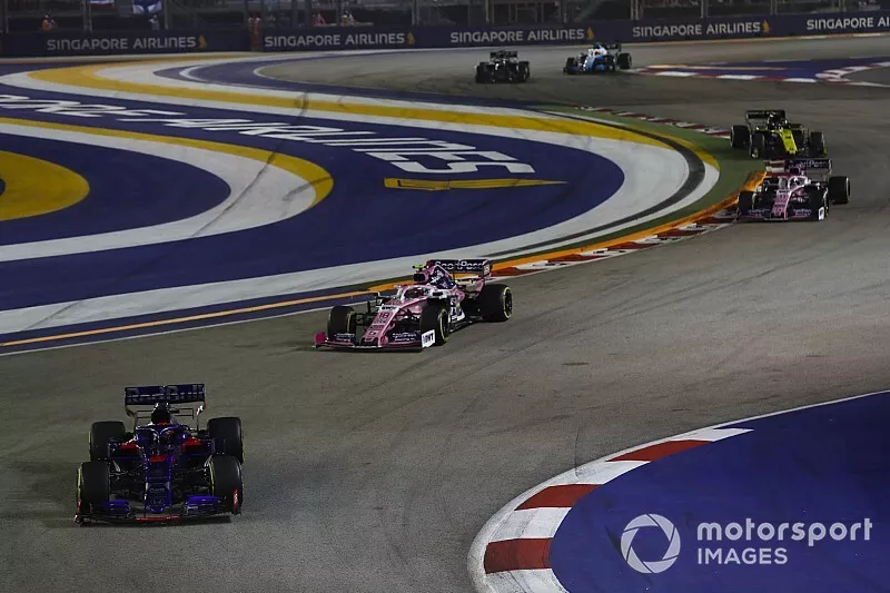 Daniil Kvyat, Toro Rosso STR14, Lance Stroll, Racing Point RP19, Sergio Perez, Racing Point RP19