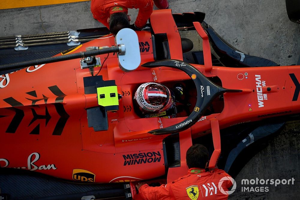 Charles Leclerc, Ferrari SF90, in the pits