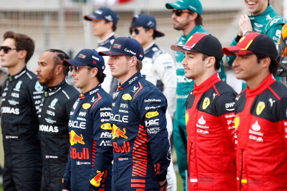 F1 drivers during pre-season photoshoot