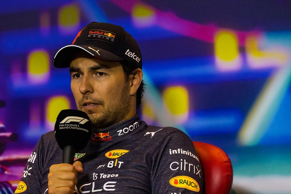 Sergio Pérez, Red Bull Racing, en la rueda de prensa de los pilotos