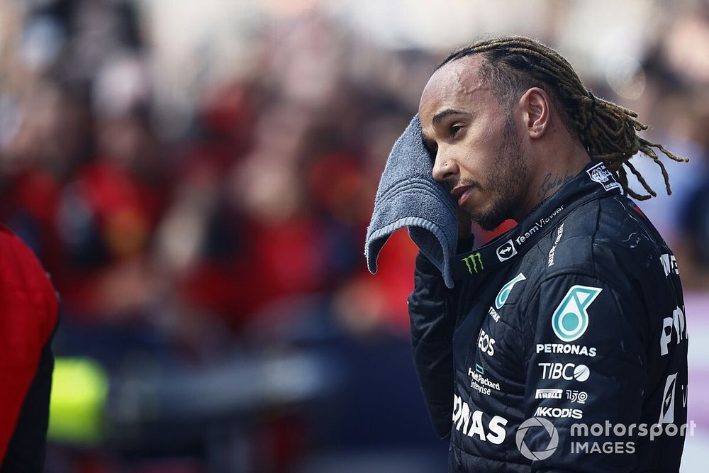 Le troisième Lewis Hamilton, Mercedes-AMG, dans le parc fermé