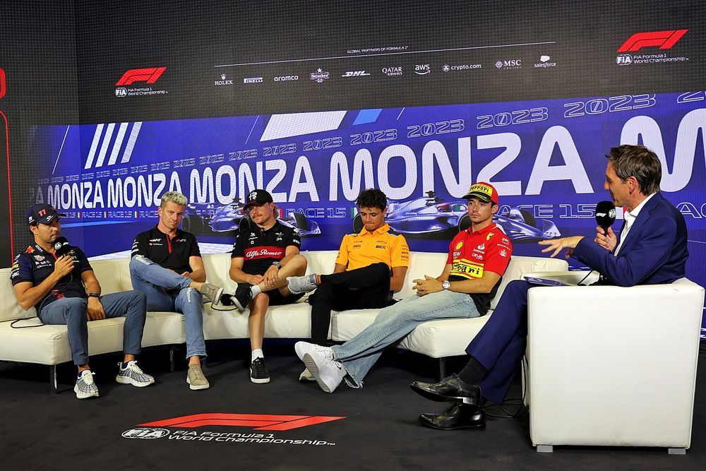 Press Conference, Sergio Perez, Red Bull Racing Nico Hulkenberg, Haas F1 Team Valtteri Bottas, Alfa Romeo F1 Team Lando Norris, McLaren Charles Leclerc, Scuderia Ferrari