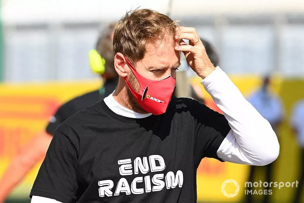 Sebastian Vettel, Ferrari, sulla griglia di partenza