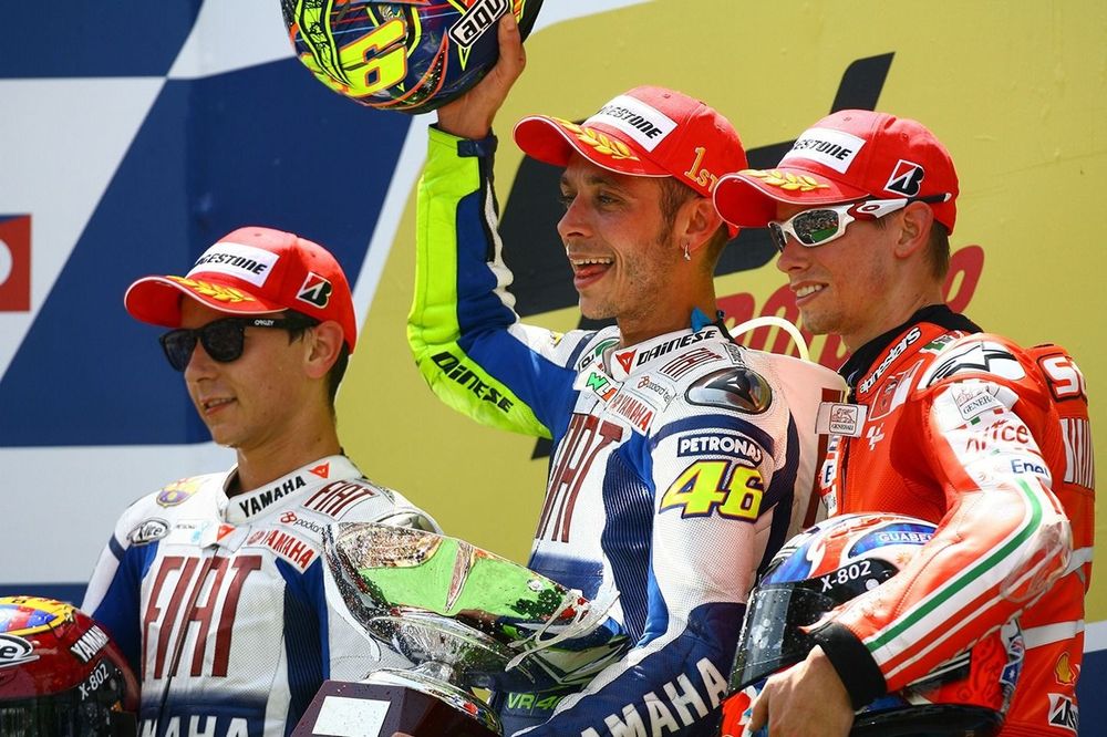 Valentino Rossi ganador CatalanGP 2009, Lorenzo y Stoner podio