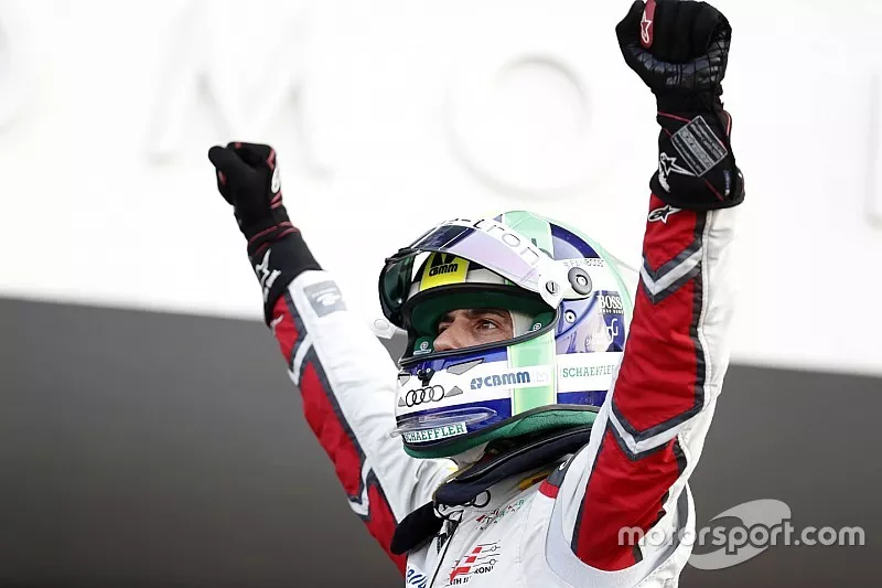 Lucas Di Grassi, Audi Sport ABT Schaeffler, Audi e-tron FE05, celebrates after winning the race during the Mexico City E-prix