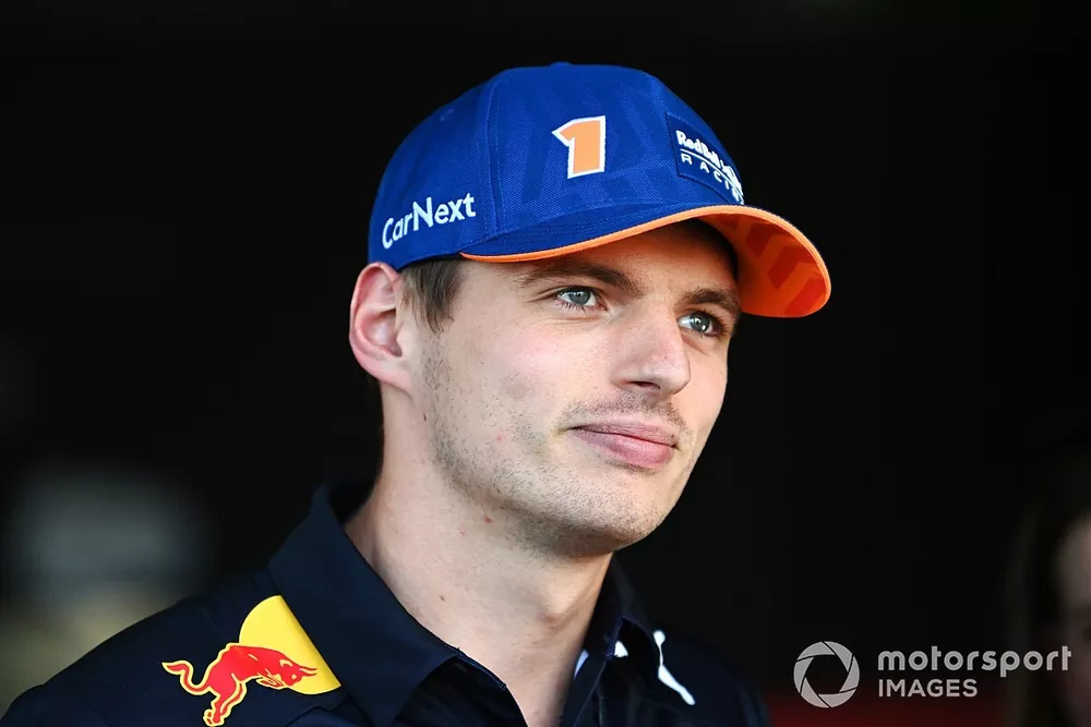 Max Verstappen, Red Bull Racing, speaks to the media