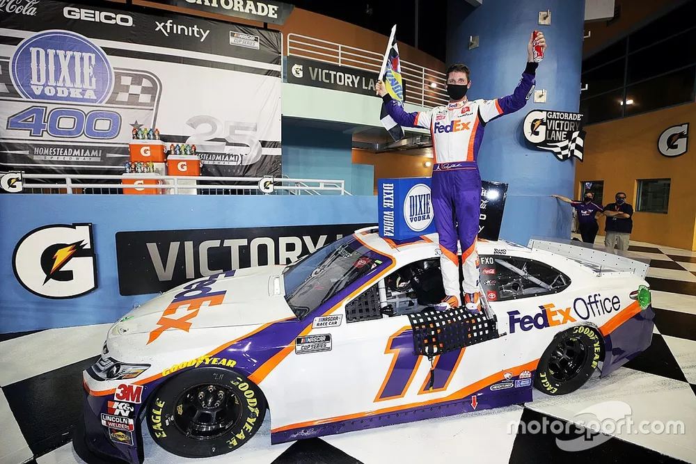 Race Winner Denny Hamlin, Joe Gibbs Racing, Toyota Camry