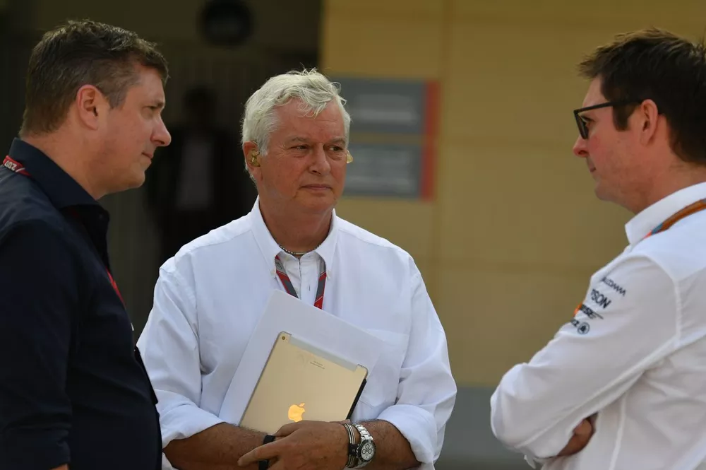 David Croft, Sky TV Commentator, Andy Shovlin, Mercedes AMG F1 Engineer and Pat Symonds, Sky TV