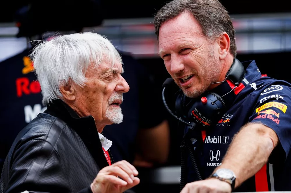 Bernie Ecclestone, président émérite de la F1, et Christian Horner, Team Principal, Red Bull Racing
