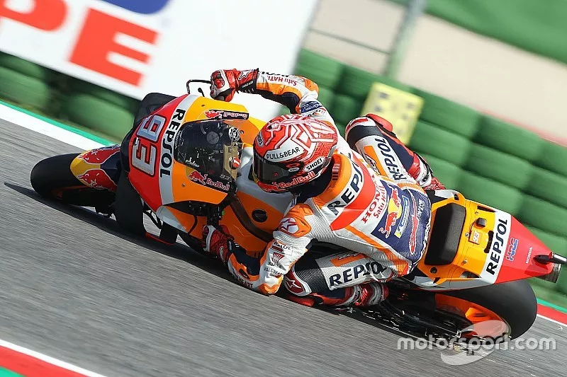 Marc Marquez, Repsol Honda Team ca&iacute;da Q2 Misano