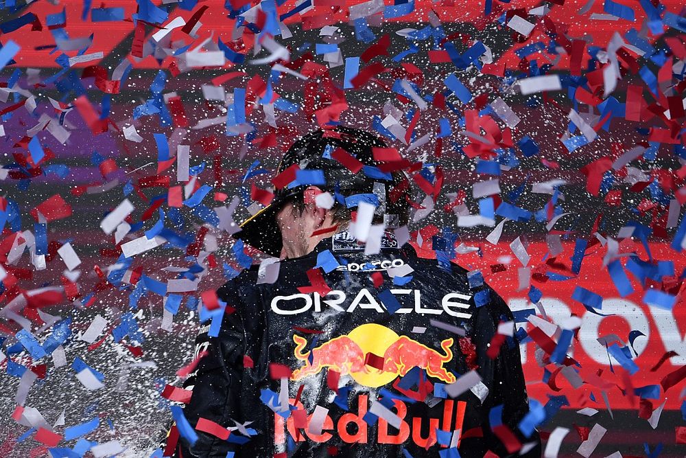 Podium: Race winner Max Verstappen, Red Bull Racing