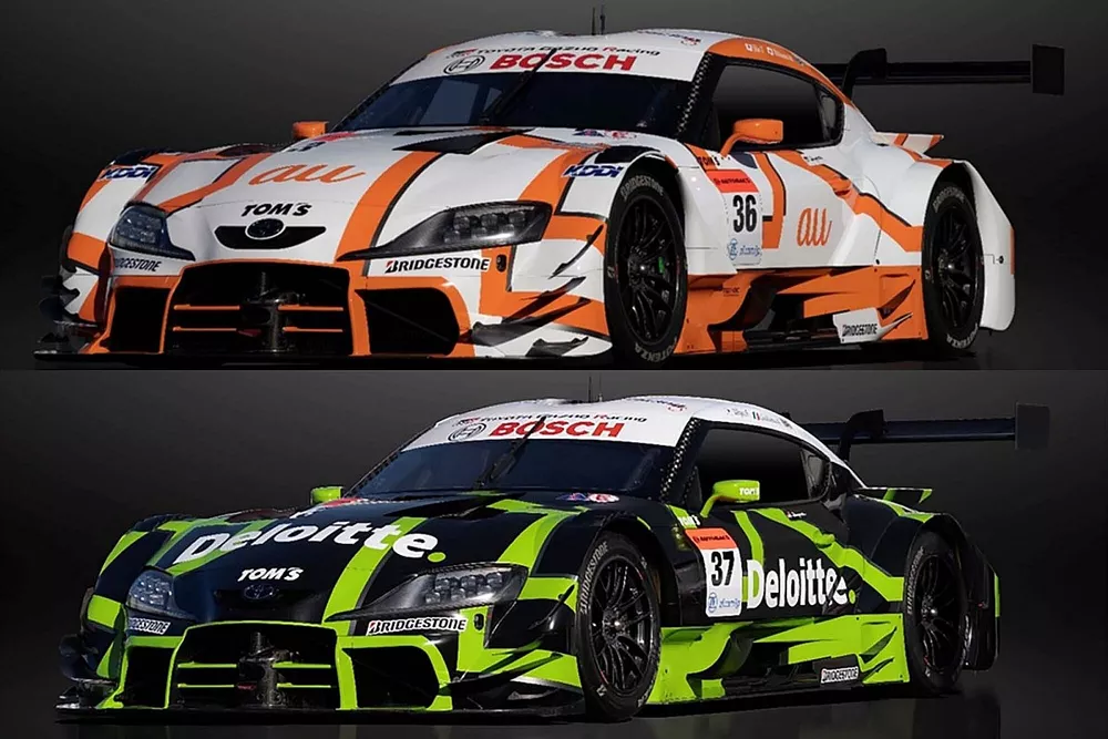 トムス、2023年スーパーGTマシンカラーリングを発表。2台揃って