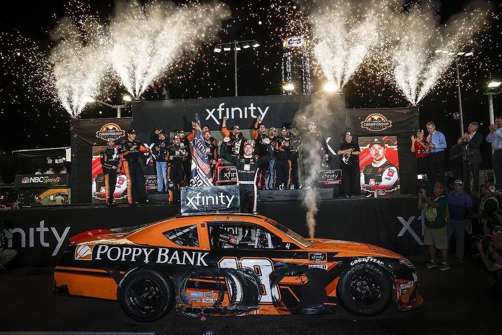 Champion Daniel Hemric, Joe Gibbs Racing, Toyota Supra Poppy Bank