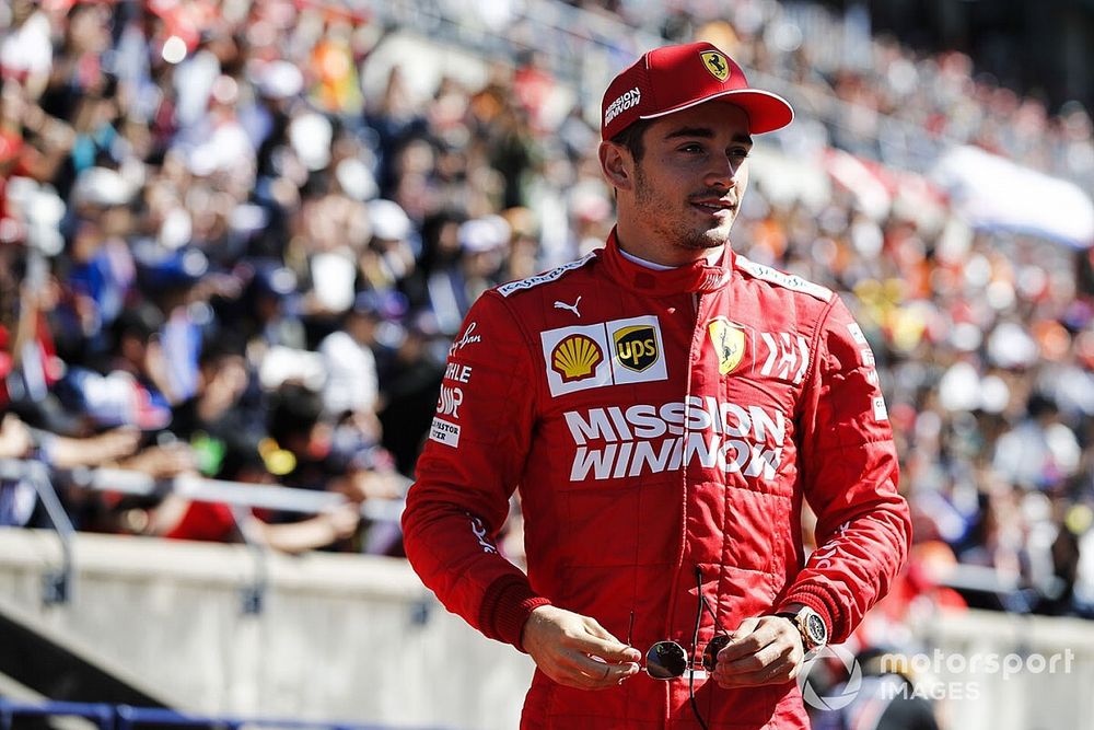 Charles Leclerc, Ferrari, in the drivers parade