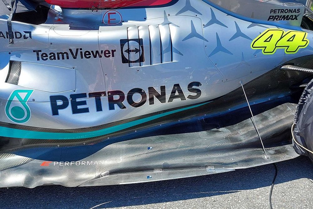 Lewis Hamilton, Mercedes W13, floor detail, Canadian GP