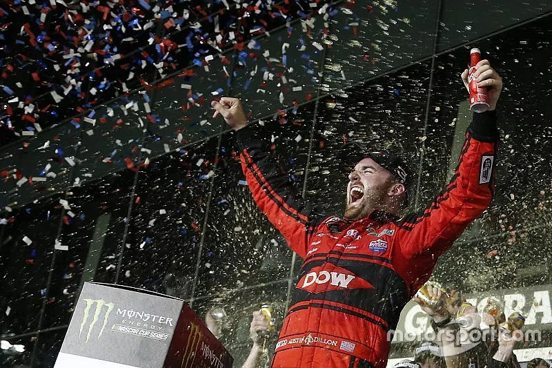 Austin Dillon, Richard Childress Racing Chevrolet Camaro celebrates his win