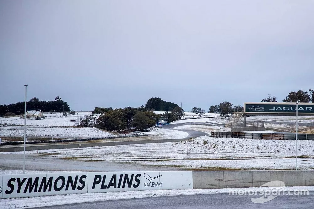 Symmons Plains covered in snow