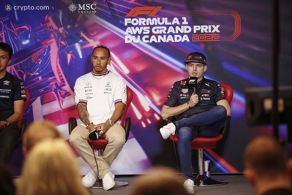 Lewis Hamilton, Mercedes-AMG, Max Verstappen, Red Bull Racing, in the Press Conference