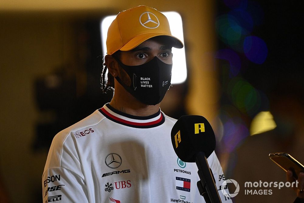 Lewis Hamilton, Mercedes-AMG F1, is interviewed after Qualifying