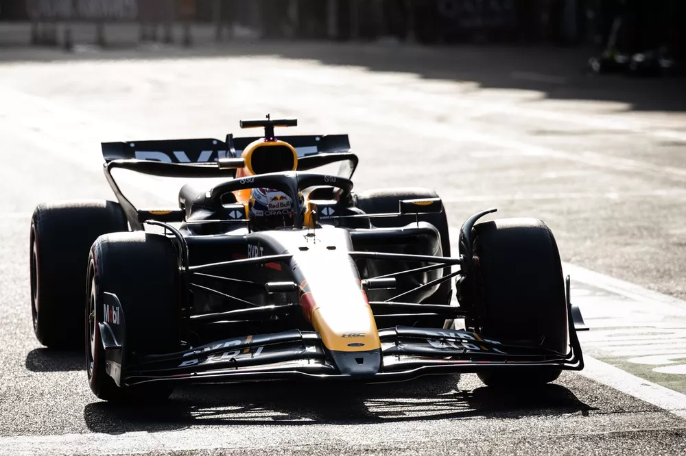 Max Verstappen, Red Bull Racing RB20, in the pit lane