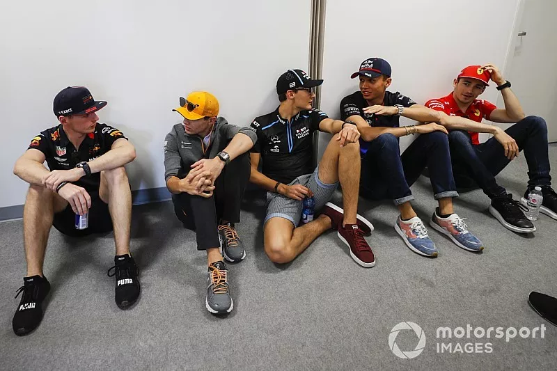 Max Verstappen, Red Bull Racing, Lando Norris, McLaren, George Russell, Williams Racing, Alexander Albon, Toro Rosso, and Charles Leclerc, Ferrari